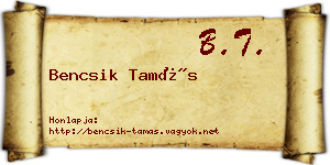 Bencsik Tamás névjegykártya